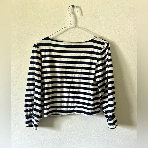 Forever 21 Navy/White Stripe Balloon Sleeve Top - Small - Picture 3 of 4